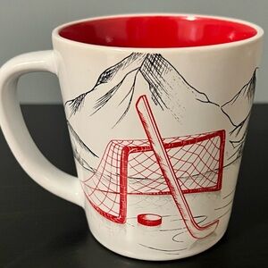 Tim Hortons Coffee Mug Limited Edition Red Interior Hockey Net Mountains 2018
